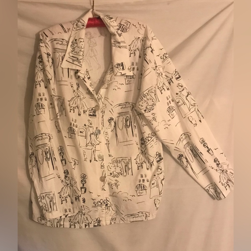 Vintage Caribe USA Cotton Blouse With French Women Size X Large
